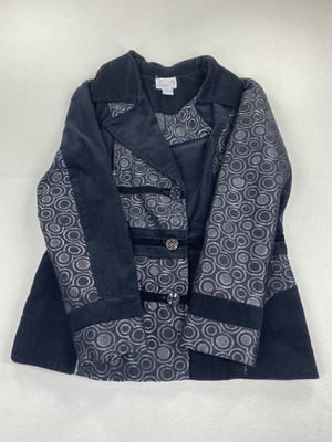 Emma G Blazer Jacket XL Black Embroidered Polka Dot Funky Art to Wear Silver