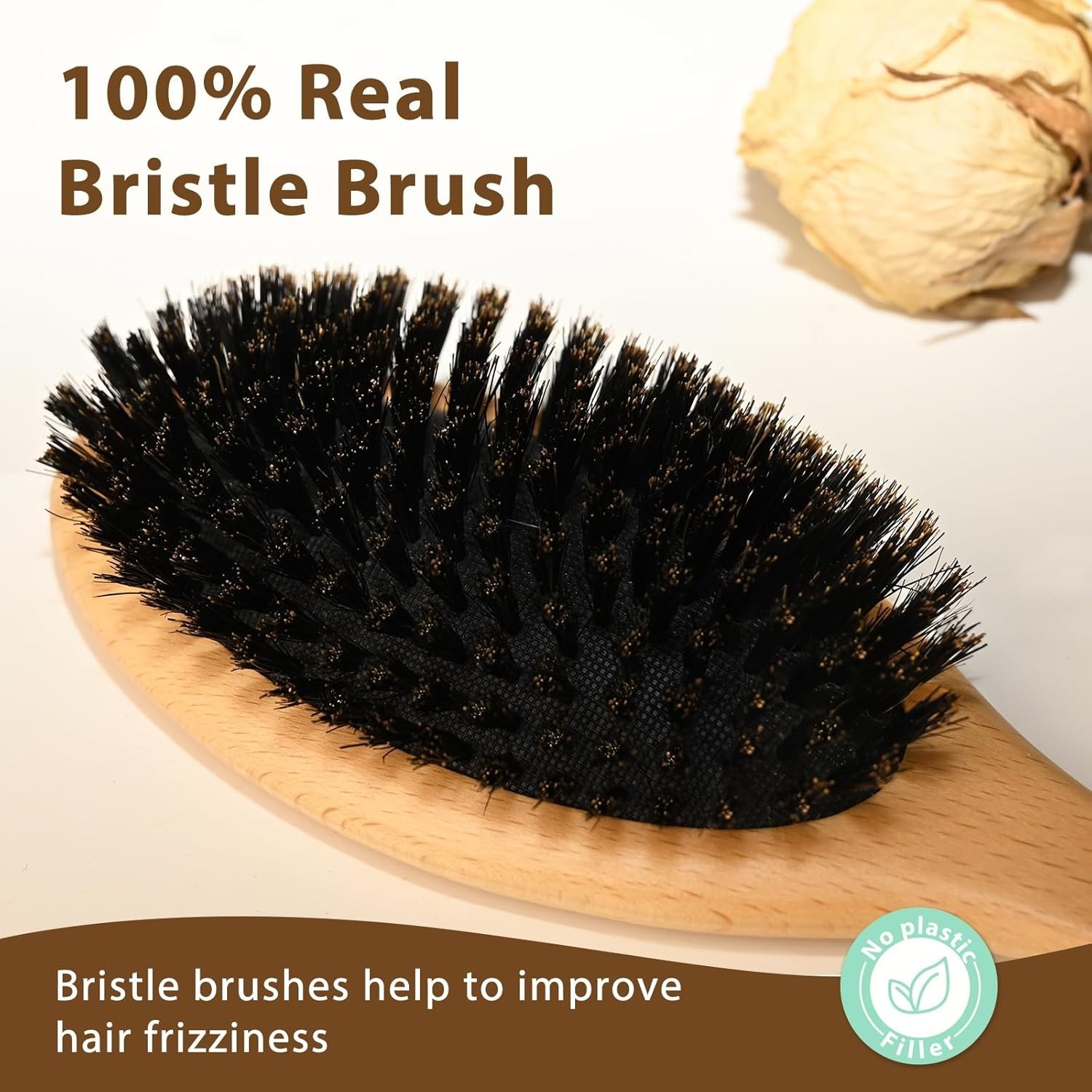 BLACK EGG Boar Bristle Hair Brush for Women Men Kid, Soft Natural Bristles Brush