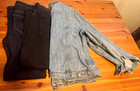 Women's Mom Jeans and Jacket Black Dark Wash Denim Size 12 Button Zip 5-Pocket — photo 1