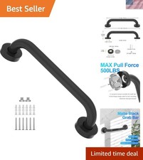 Modern 12 Inch Black Grab Bar for Bathrooms - Stainless Steel, Rust-Resistant