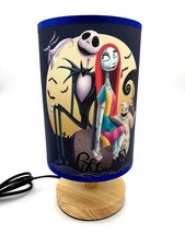 Table Lamp Jack and Sally Bedside Night Light Wood Base Room Decoration or Gr...