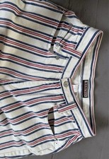 1990  s Vintage Memphis Jean Shorts, White with Red and Blue Stripes Woman  s 27
