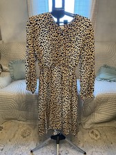 Leopard Print Long Sleeve V-neck Dress