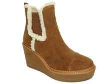 Sam Edelman Women's Reagan Wedge Booties Toffee Suede 7.5 M