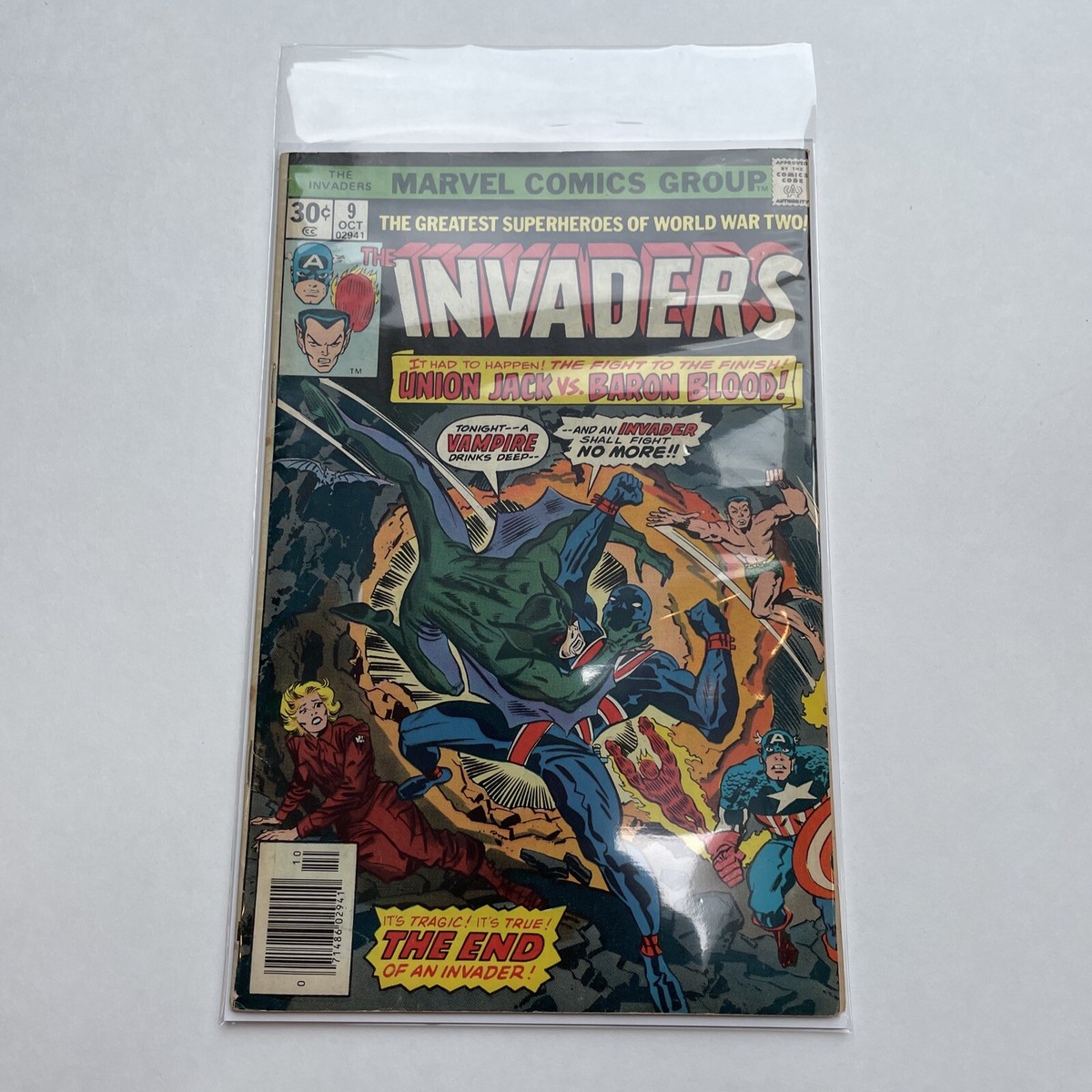 The Invaders Union Jack Vs. Baron Blood Issue #9 (Comic Book, Copper Age,  1976)