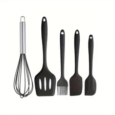 EASY BAKING 5 Piece Silicone Baking Utensil Set (COLOR MAY VARY), Heat Resistant