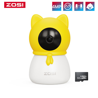 ZOSI 4MP Innen WIFI Überwachungskamera 360° Pan Tilt 5GHz WiFi IP Kamera 32GB