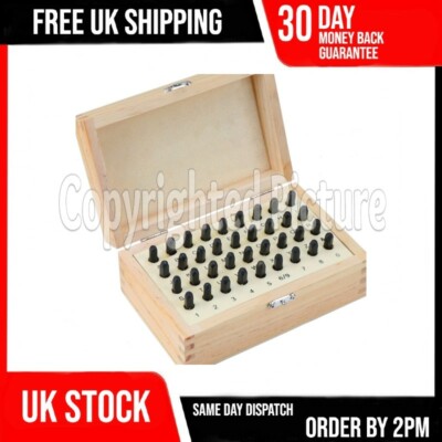 36 STCK. 5 MM METALL BUCHSTABEN & ZAHLEN STEMPEL SICHERHEIT POSTLEITZAHL STANZSET WERKZEUGKASTEN