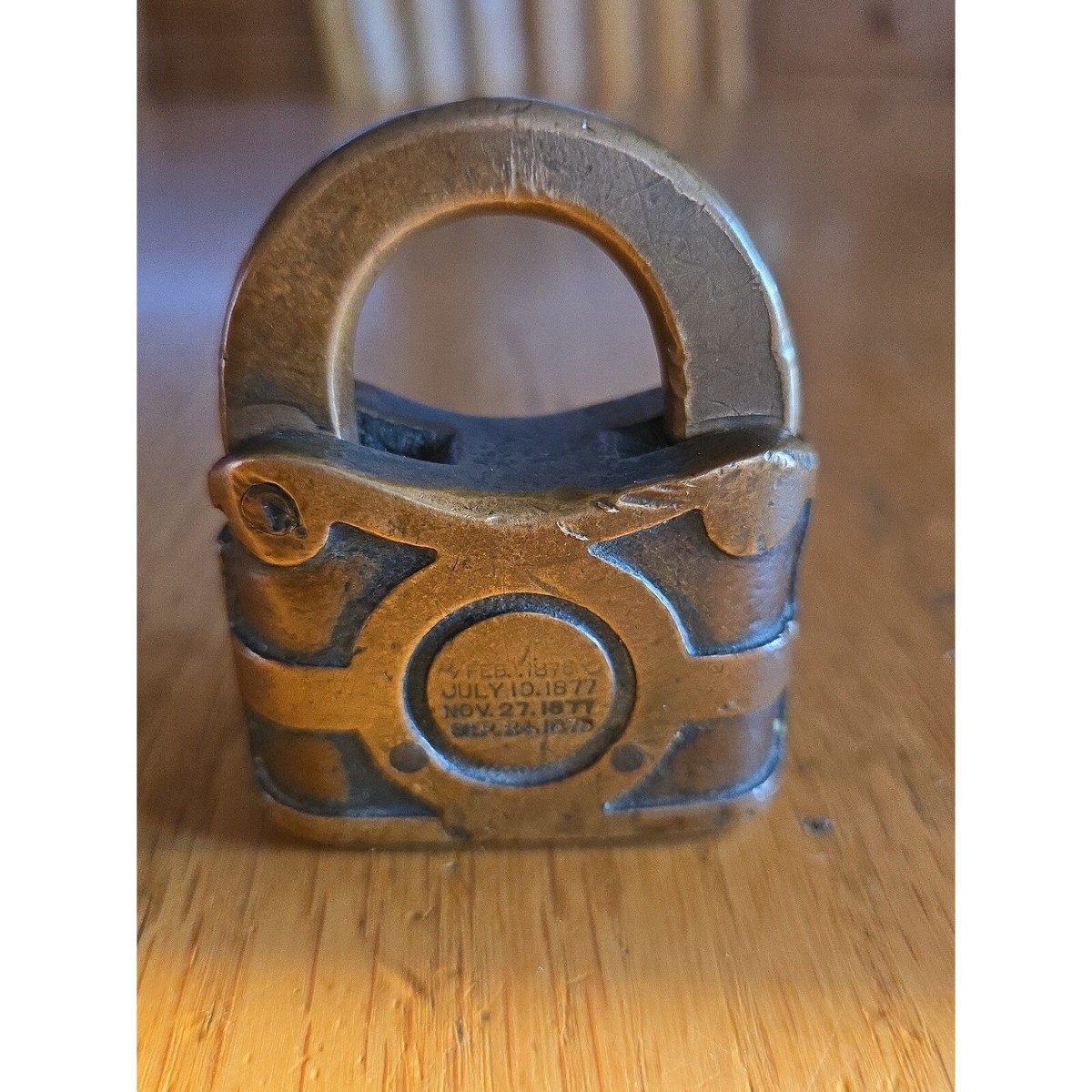 Rare Antique YALE Brass EARLY PATENT DESIGN LOCK PADLOCK no key