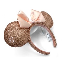 Disney.Parks Rose Gold Spangle Pink Bow Minnie Mouse Ears Headband 2022 US POST