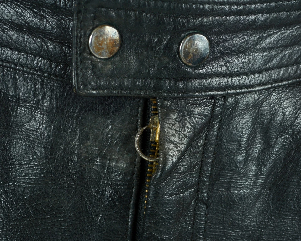 Pantalons En Cuir Moto Pour Hommes W38 L30 Noir Vintage - Photo 3/4