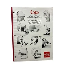 Vintage Coca-Cola 1970’s Coke Adds Life To Sports 3 Ring Note Book Paper 8.5x11