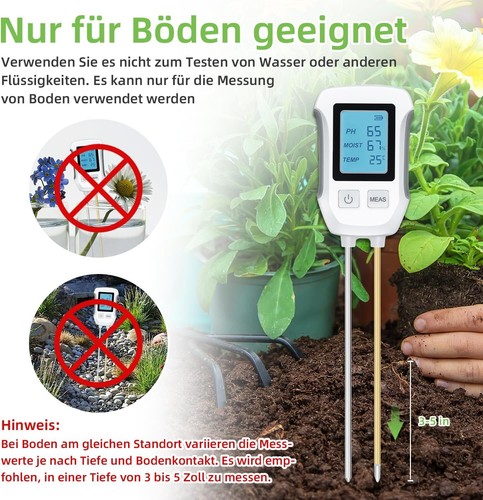 3 In1 Soil PH Tester LCD Screen Soil Thermometer PH Temperature Humidity Meter - Picture 7 of 12
