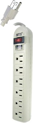 6 Outlet Power Cord POWTECH T-Type Connectors Safety Circuit Breaker (9'') 1.5 Ft