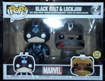 Black Bolt & Lockjaw Funko Pop Vinyl Figur 2 Pack GITD Exclusive Neu Marvel