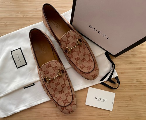 NWB Gucci Mens Shoes canvas leather GG 