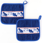 2x Potholder Birds Terry Kitchen Kracht Bird Animals Spring Sparrow Cooking Blue