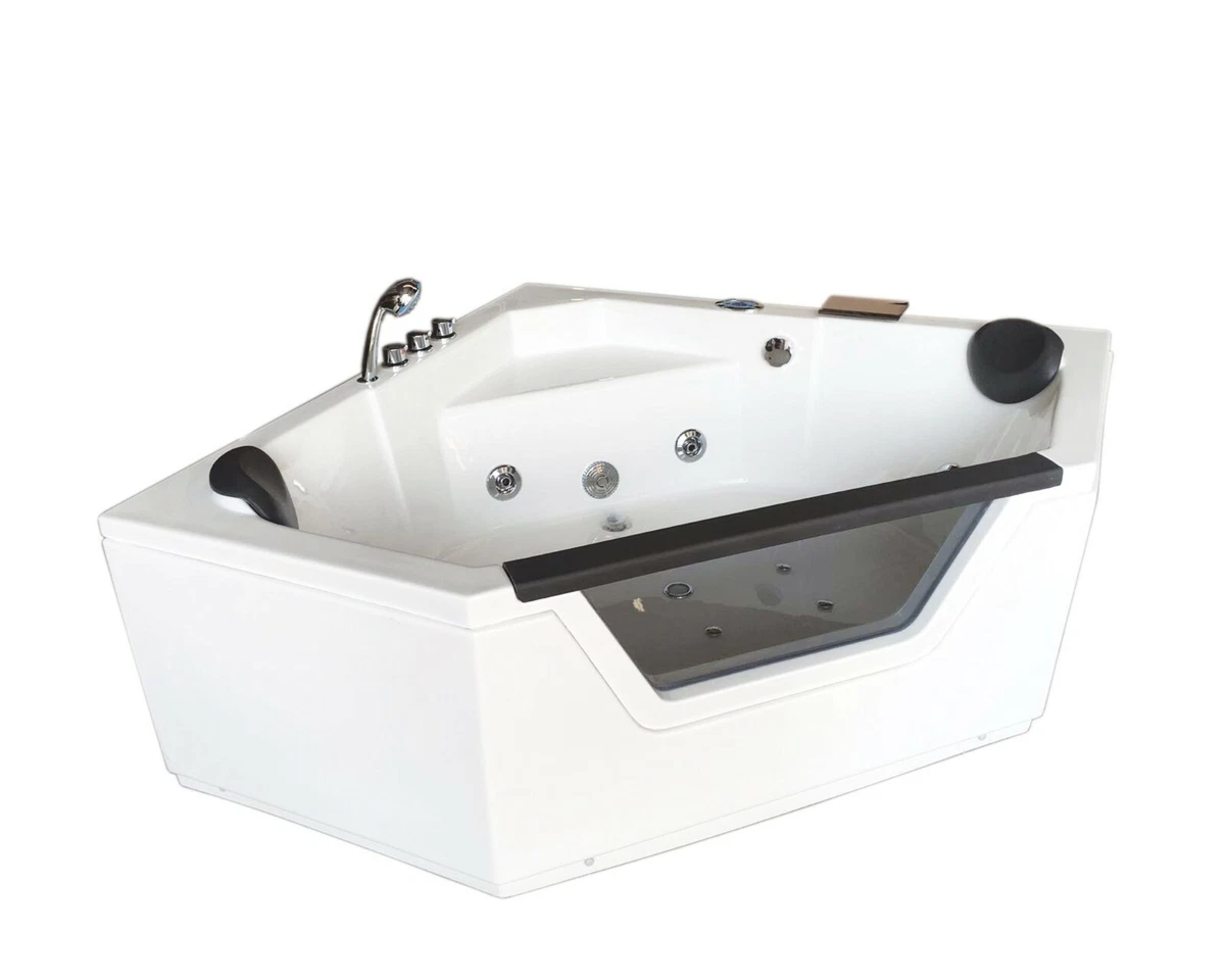 Whirlpool Corner Bathtub Hydrotherapy IBIZA 59.05u0026#034; and Heater 2 Person  Hot Tub | eBay