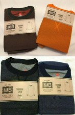NWT Men's Hanes Crew Neck Thermal Waffle Base Top Shirt Long Sleeve Black Blue