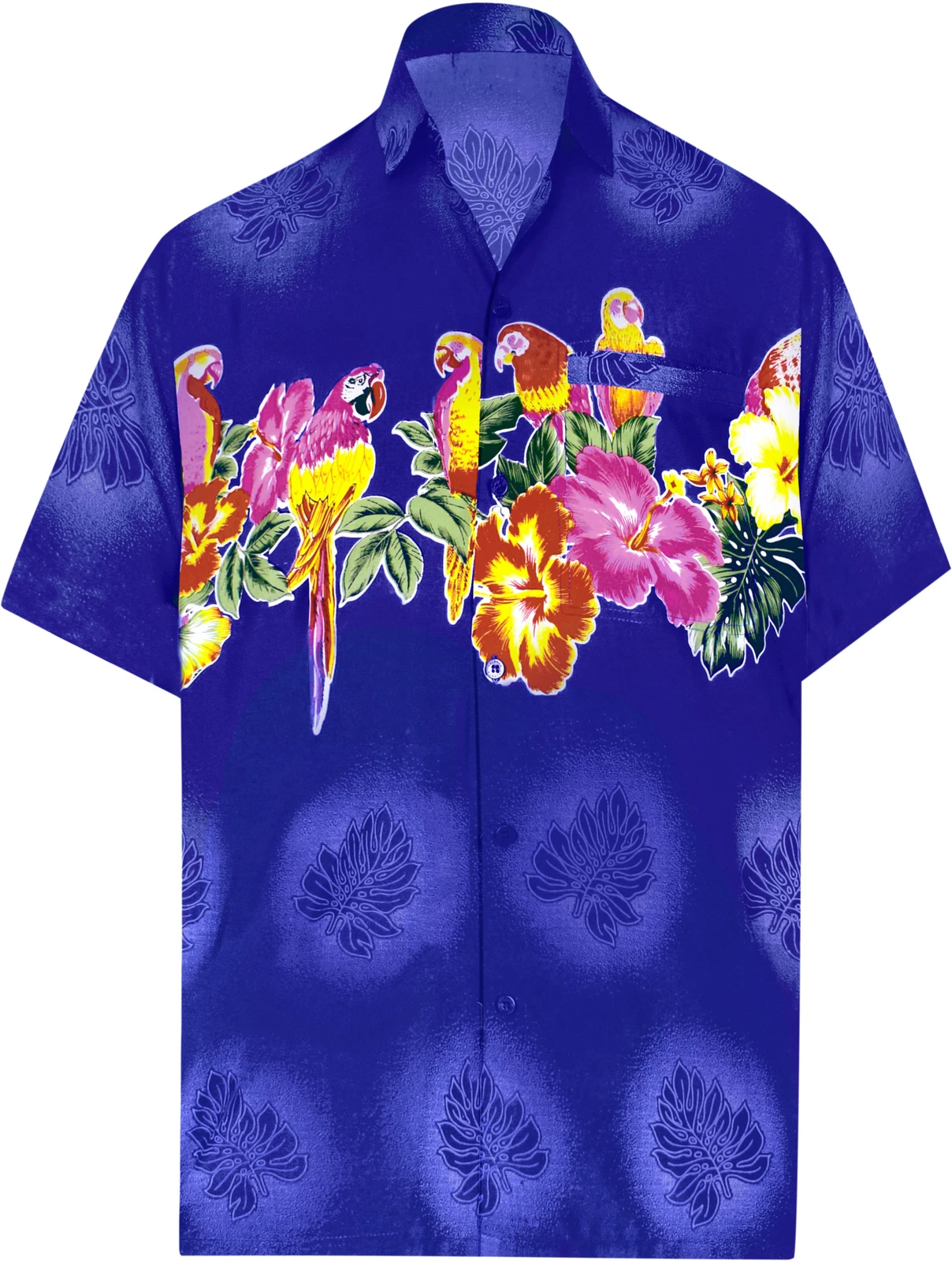 LA LEELA Mens Hawaiian Short Sleeve Button Down Shirts XS Monstera, Royal Blue