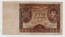 POLAND 100 ZLOTYCH 1934 PICK 75A LOOK SCANS