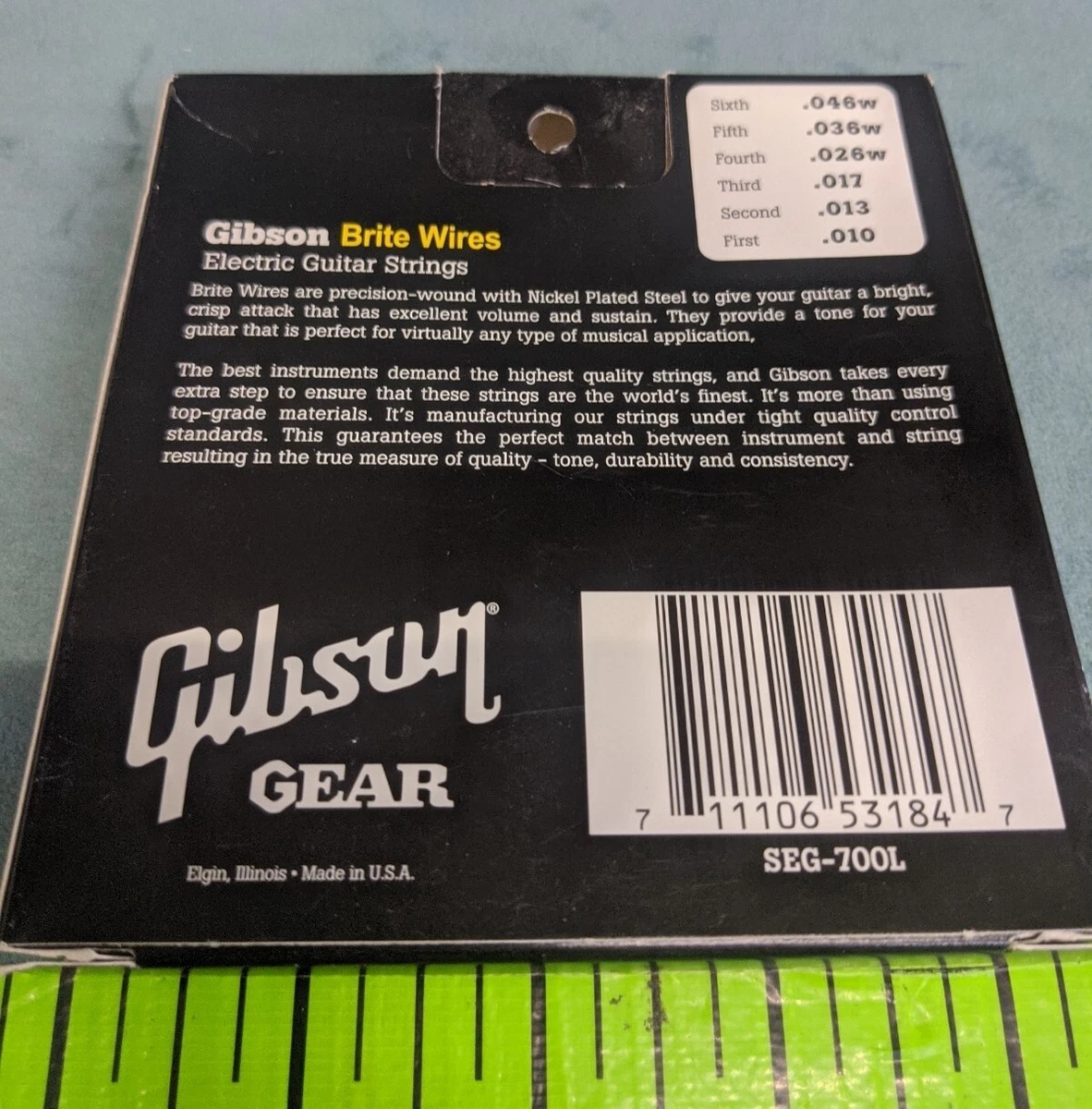 Gibson Brite Wires NPS Wound Electric Guitar Strings Ultra Light Gauge 10 46