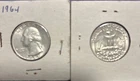 1964 US 25¢ Silver Washington Quarter  • BU Uncirculated 90% Silver