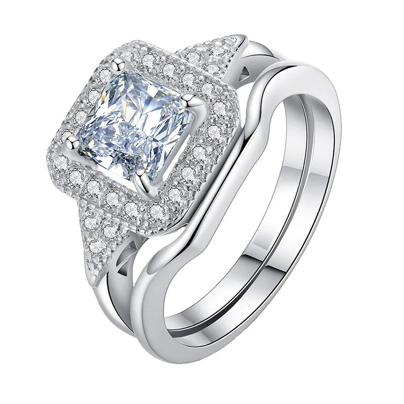 Cubic Zirconia Joyería de Moda enchapado en oro blanco