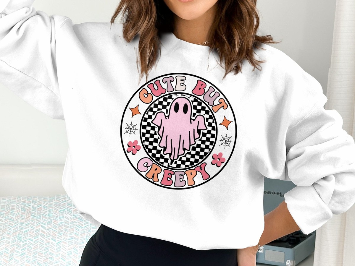 Cute But Creepy, Pumpkin Halloween Sweatshirt, Retro Halloween Crewneck  Sweatshi