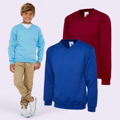 Kinder Sweatshirt mit V-Ausschnitt von Uneek UC206 - Kinder Unisex - 2 Jahre bis 13 Jahre