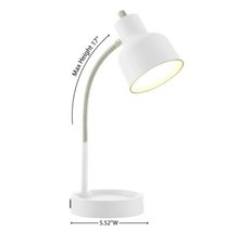 Mainstay LED Desk Lamp with Catch-all Base  AC Outlet, Matte white