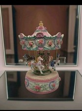 VTG 10.5" Victorian Carousel Merry Go Round Plays Some Enchanted Evening