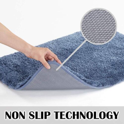 Non Slip Bath Mat (20 x 32, Blue) - Soft Microfiber Shaggy, Water Absorbent, Mac - Picture 3 of 7