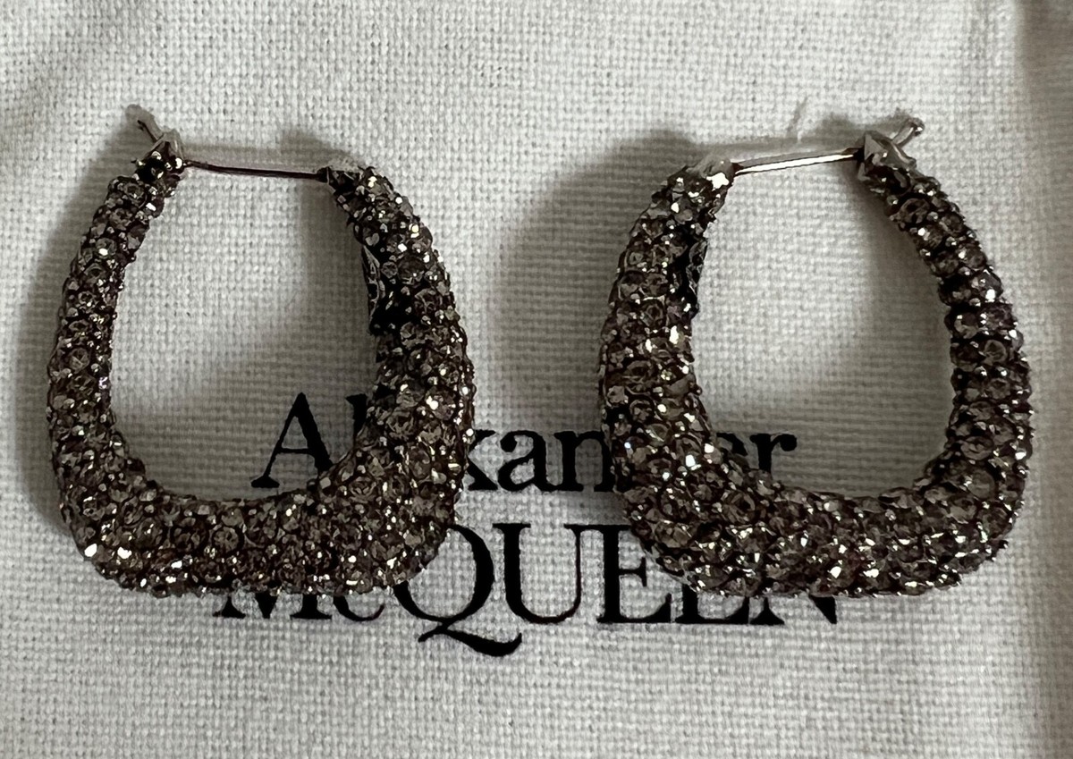 NIB Alexander McQueen Molten Antique Silver Pave Crystal