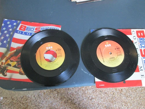 LOT of 2 Bruce Springsteen- England press 45's- GLORY DAYS-COVER ME-BOTH TESTED