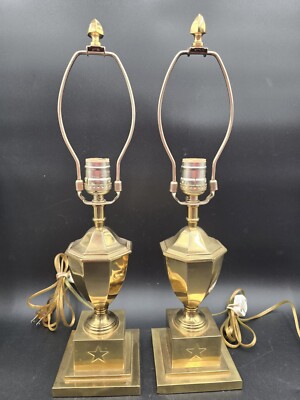 Set of 2 Brass Star Bombay 19  Table Lamps 1991 Traditional Colonial WORKS