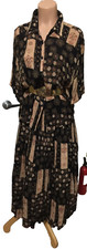 Women's Plus 80 s Blouse and Skirt Set Jane Ashley Beaded Floral Black 2X