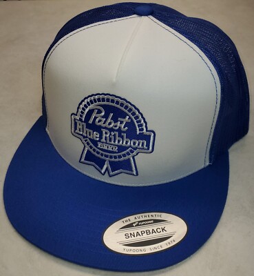 Pabst Beer Blue Ribbon Patch Trucker Hat / YP Classics 6006 Royal/White/Royal