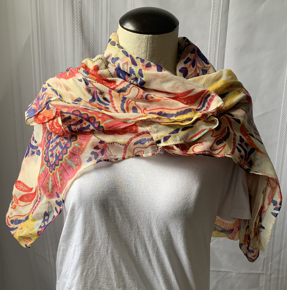Ann Taylor Loft Wraps Shawls Floral Abstract Watercolor Scarf eBay