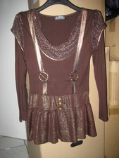 VINTAGE Superminikleid GoldBRONZE Kettenhemd 90er GLITZER DISCO 36 38 HAMMER!