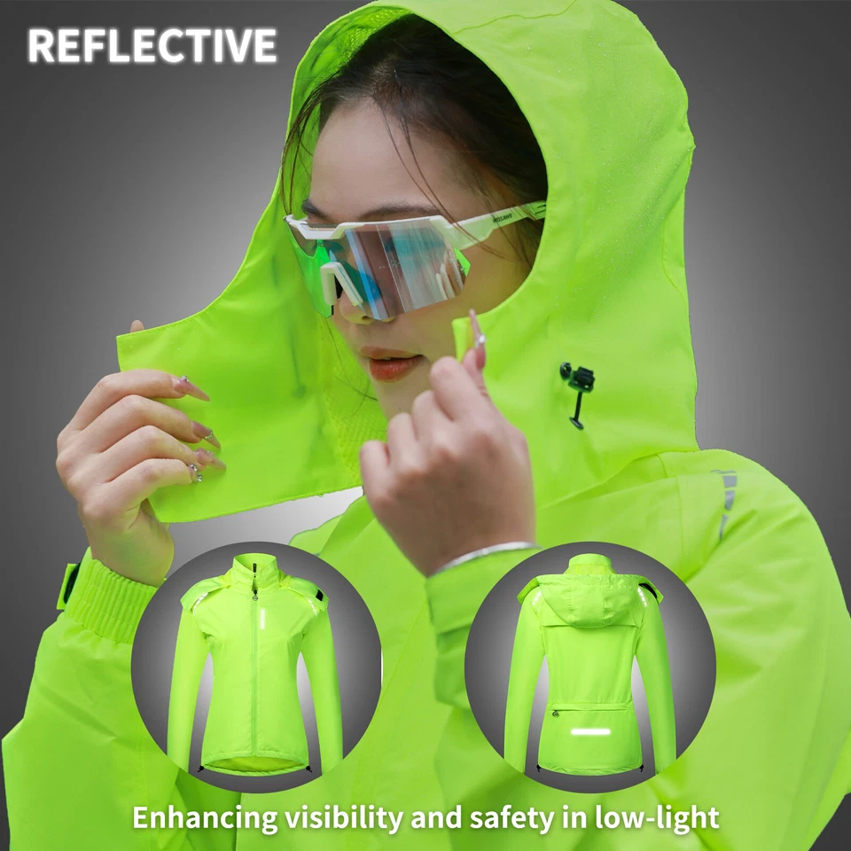 WOSAWE Women's Cycling Hooded Raincoat MTB Bike Windproof Breathable Windbreaker - image 2 of 4