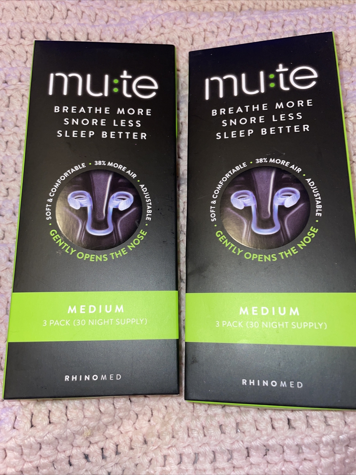 2x Rhinomed Mute MEDIUM Reuseable Nasal Breathe Snoring Aid 6 Count EXP