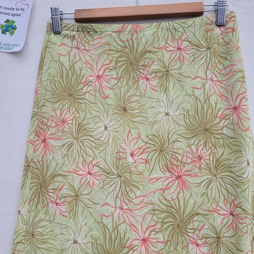 Yse HartLTD Knee Length A-Line Women's Size M Green Rayon Elastic Waist Skirt - Picture 2 of 11