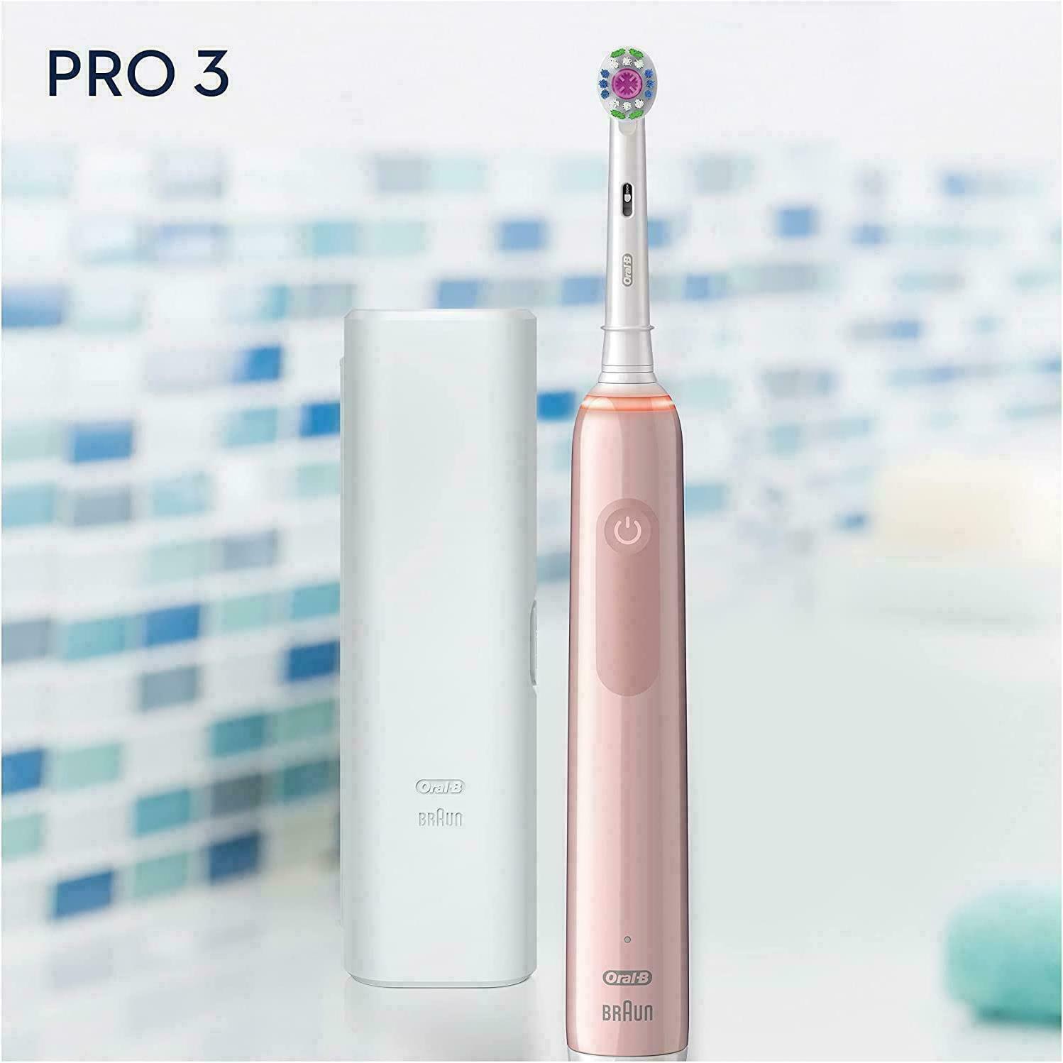 OralB Pro 33500 Pink Electric Toothbrush Pressure Sensor & Head