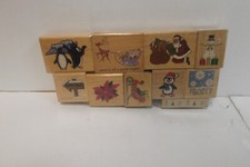 CHRISTMAS THEME ASSORTED WOODEN STAMPS SET OF 10 NEW