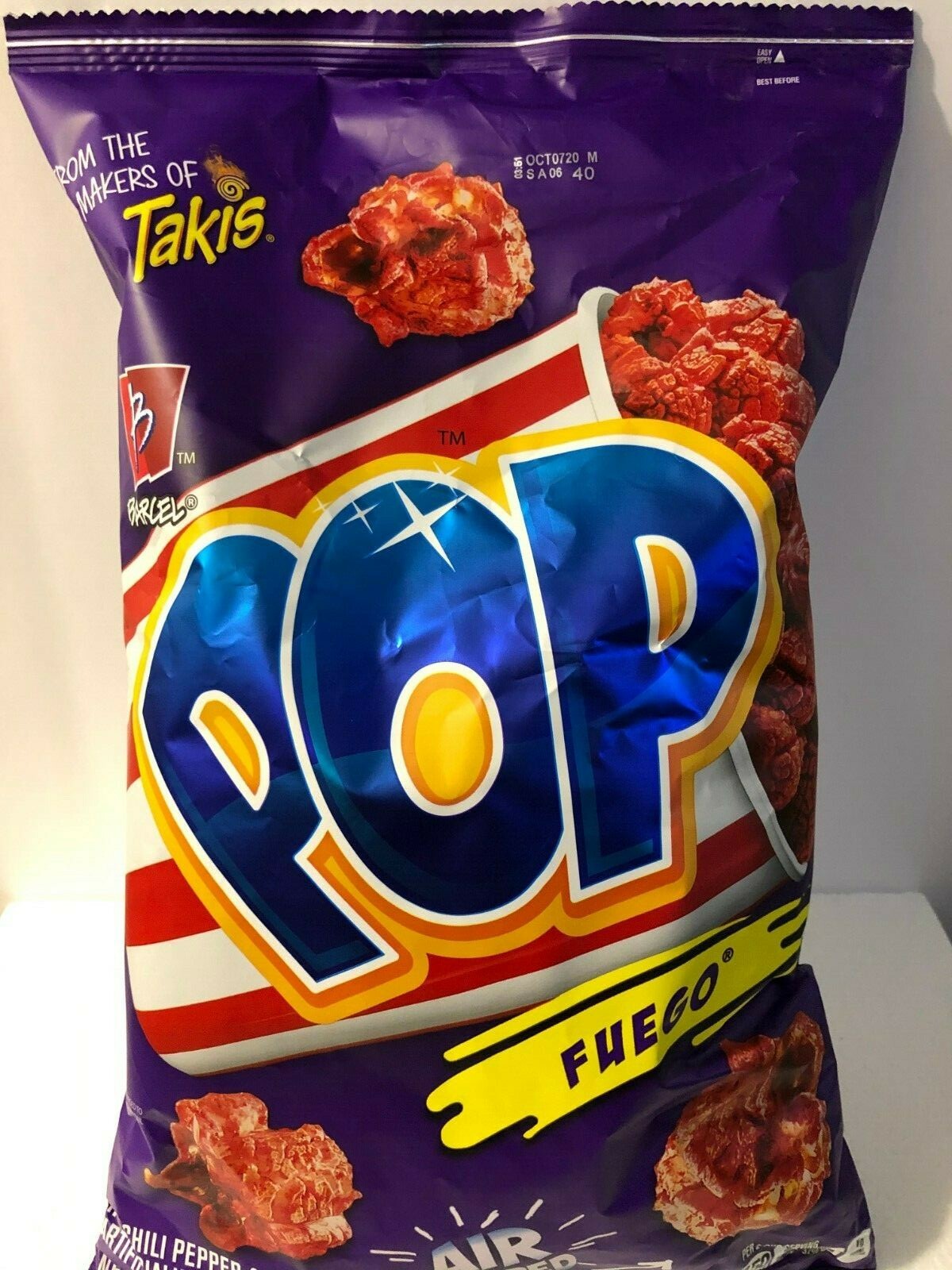 Barcel Takis Fuego Pop Hot Chili Pepper Lime Air Popped Popcorn 6 70 Oz Bag For Sale Online