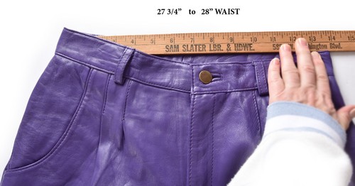 Purple Leather Trouser Shorts BAGAZIO 30 Pleats Bermuda Pants Vintage 1980's - Picture 5 of 10