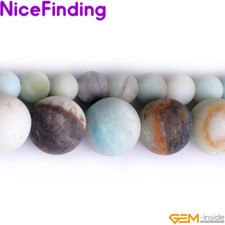 Natural Multi Color Amazonite Gemstone Large Hole Stone Beads Jewelry Making 15"