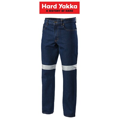 Mens Hard Yakka Denim Jeans Taped Work 