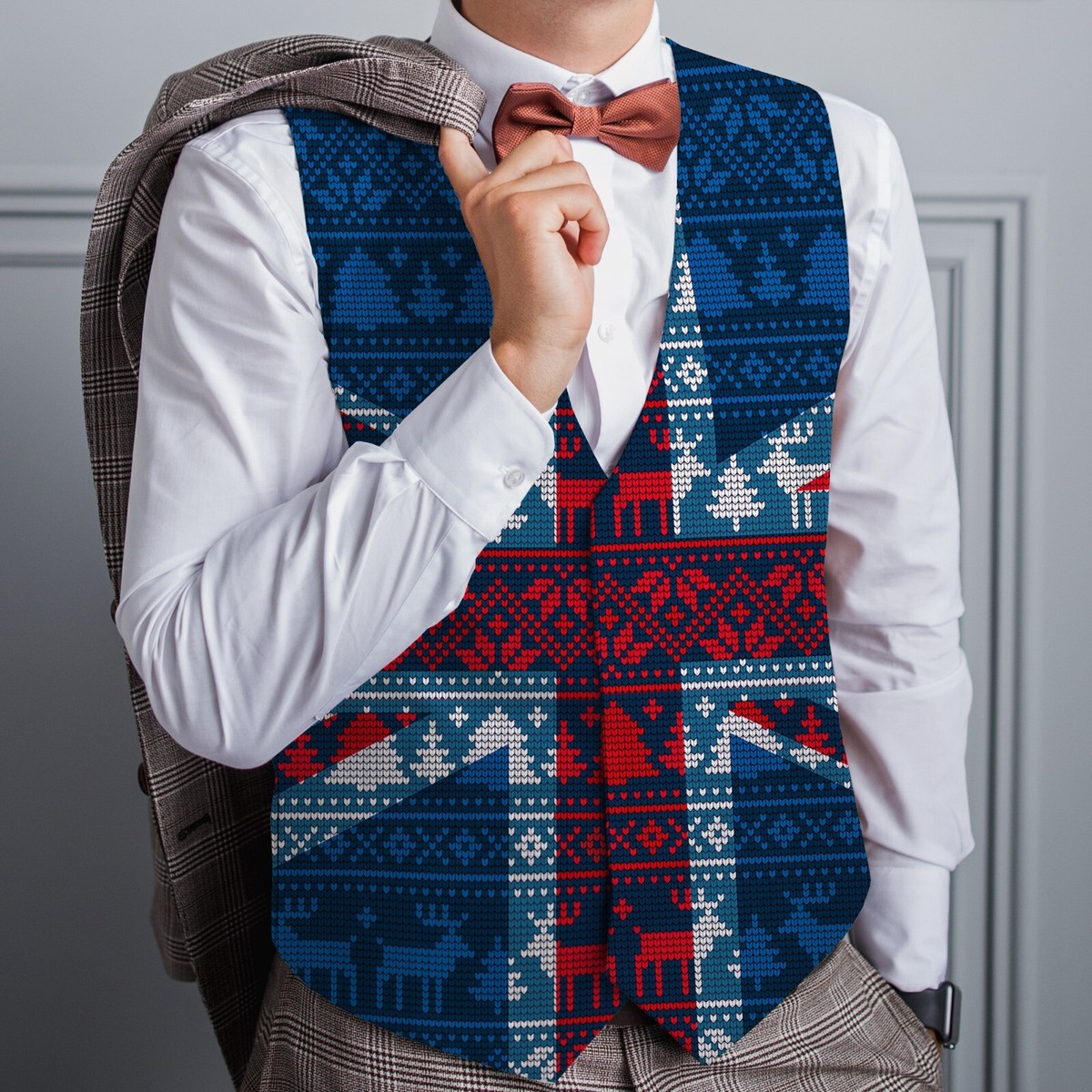 Next Xmas Waistcoat Novelty Christmas Jumper Pattern Union Jack